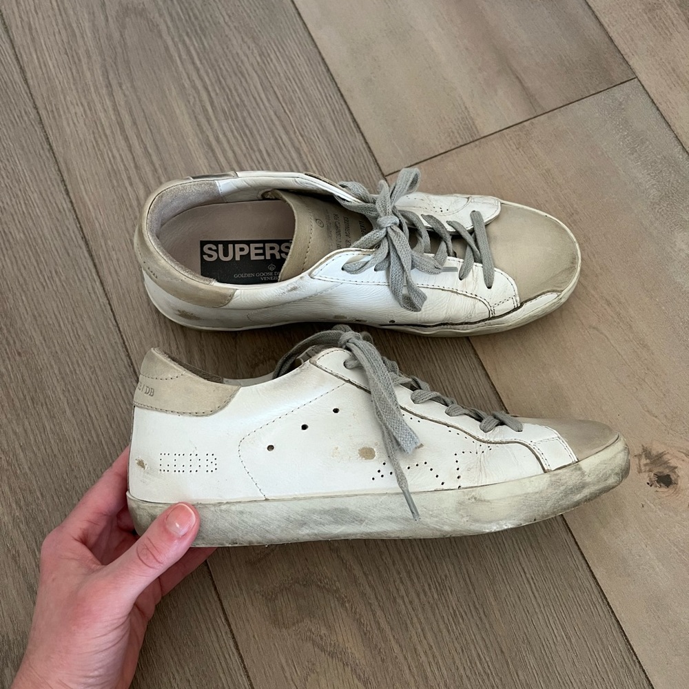 Neutral Golden Goose Superstar Sneaker